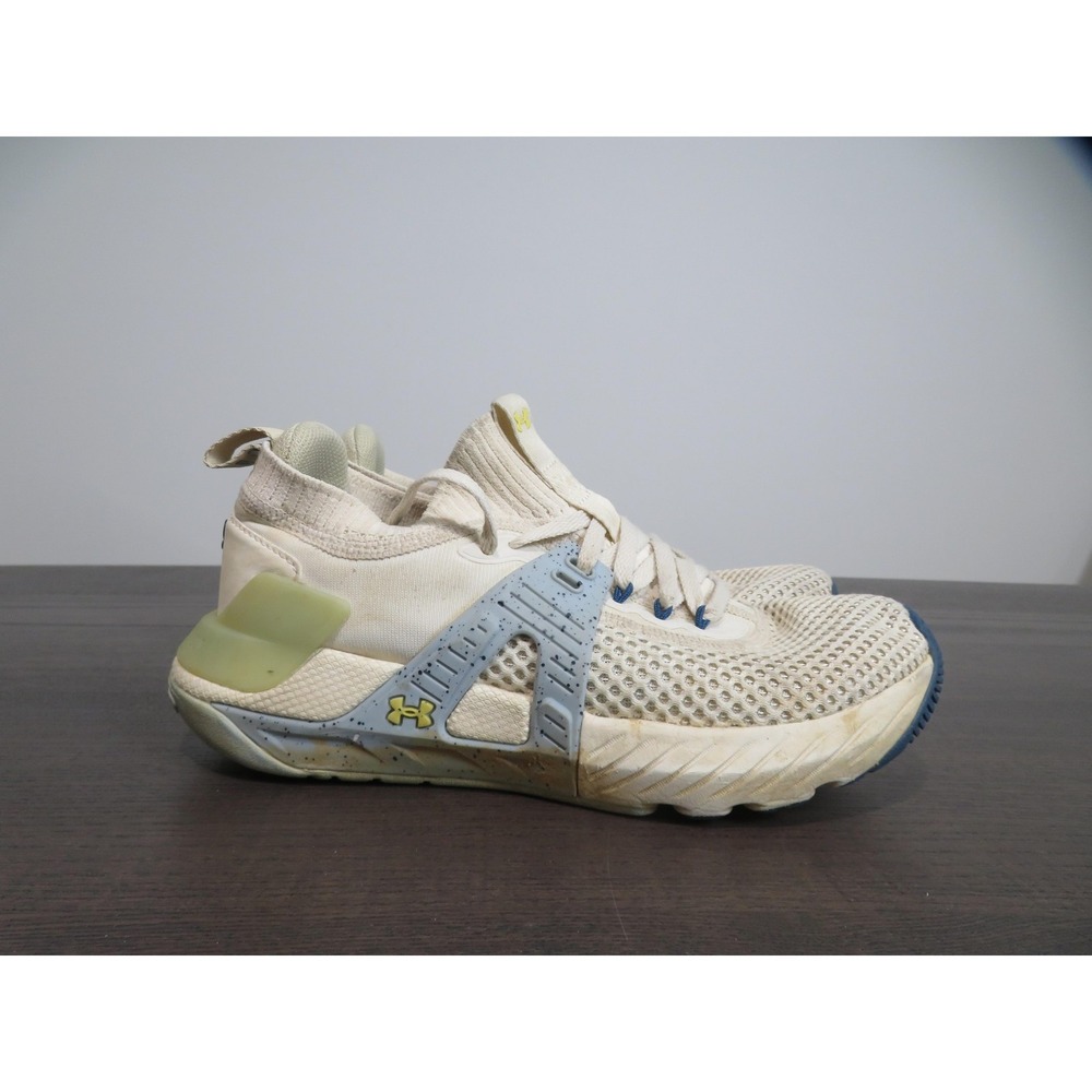 Under Armour Project Rock 4 HOVR Shoes Womens 7 Beige Sneakers 3026445-100